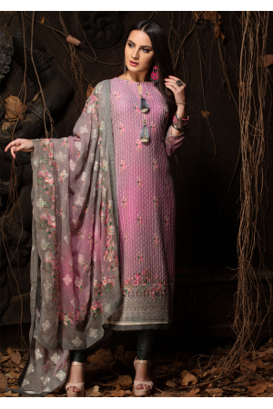 Pink Color Designer Viscose Straight Cut Suit